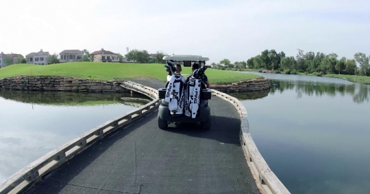 Friends driving the Golf Cart |-