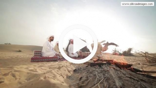 Men camping in the desert