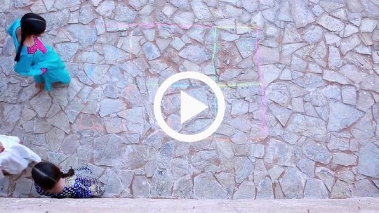 Top view of kids playing outside