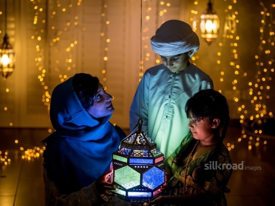 Kids with mom celebrating ramadan|-