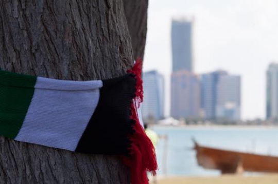 scarf wrapped around a tree trunk 