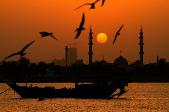 boat in a sunset view