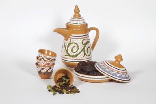 Arabic coffee set, date and coffee beans
