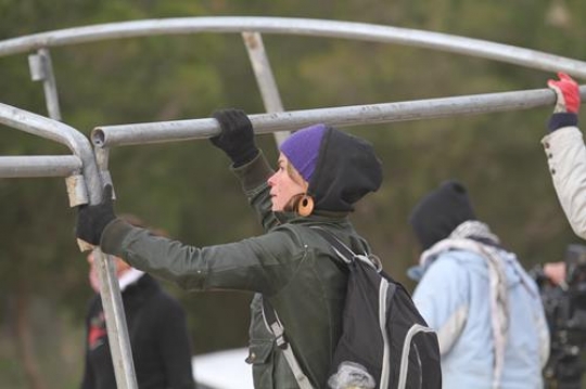 Foreign volunteers at Bab al-Shams
