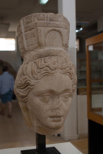 head of the goddess tyche,roman period,archaeological museum,amman,jordan