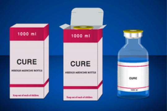 medical ampoules isolated on blue background