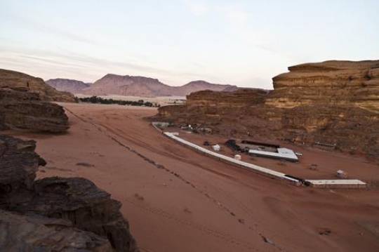 Big Bedouin tents in the desert of Wadi Rum Jordan