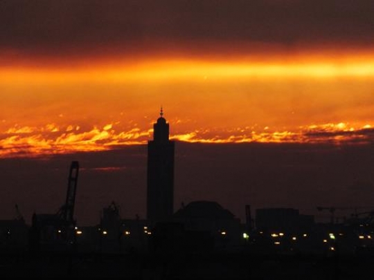 sunset over hassan II mosque,morocco,Casablanca