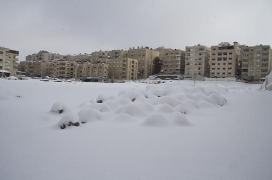 Amman city covered by snow