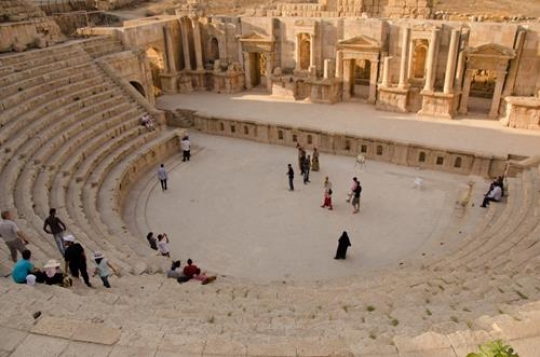the large south theater in antique town jerash in jordan