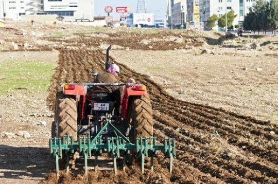 Tractor plowing