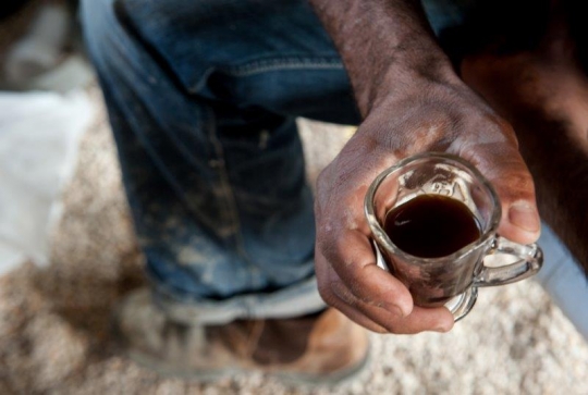 Palestinian Worker at Break Ti