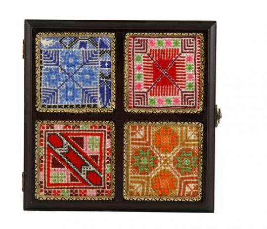 Wooden Box With Coloured  Embroidery on the top