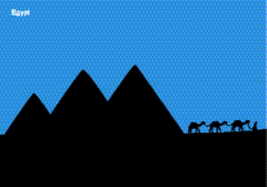 vector image of egyptian pyramid and camels