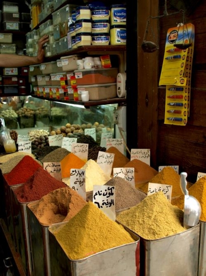 variety of spices at spices shop 