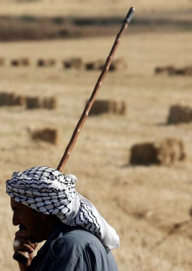 Palestinian man holding a stick