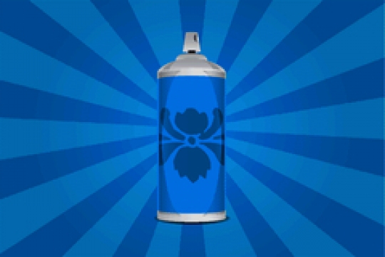 blue aerosol spray bottle on b