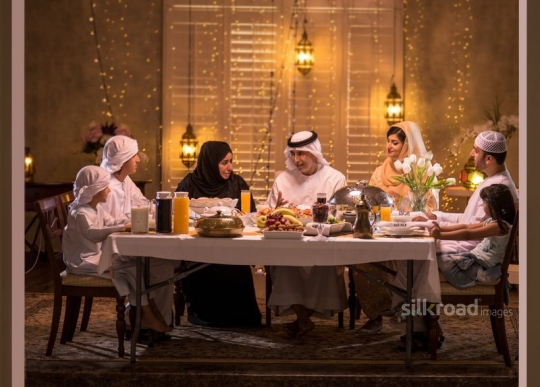 Family having iftar meal|-