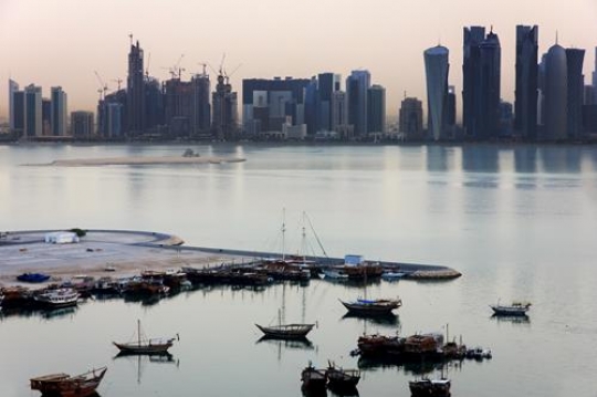 dhows moored in doha,qatar