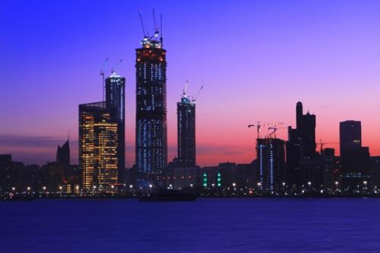skyscrapers view at sunset