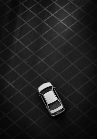 aerial view of car in the stre