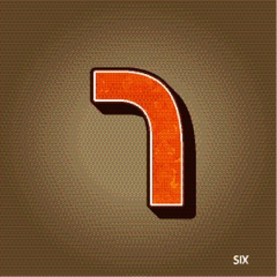 - Orange Arabic Number 6 on Brown Background