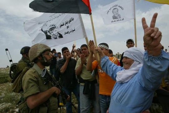 senior woman showing peace sign