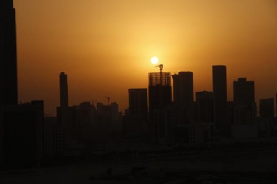 Sunset over buildings 