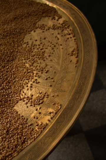 freekeh in a copper tray