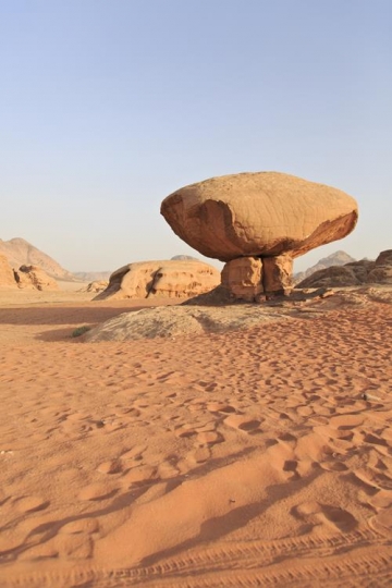mushroom rock in wadi rum,jordan