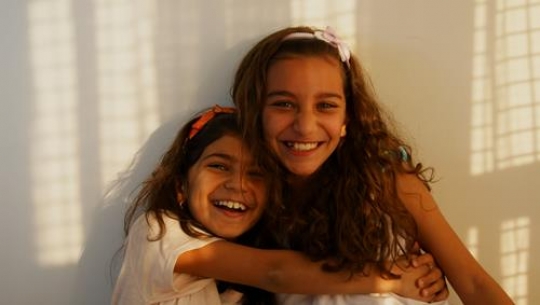 two sisters having a good time