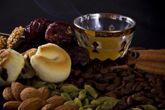 Arabic, sweets, nuts and coffe