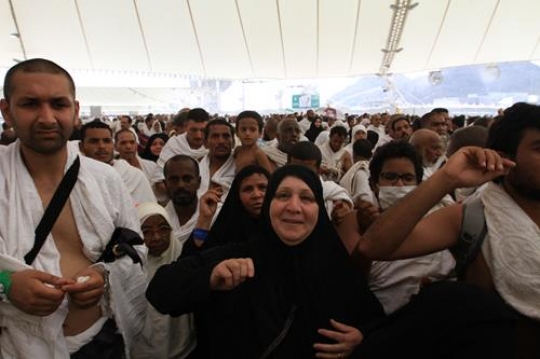 Inside the tent in Mina 
