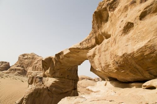 rock bridge in desert,wadi rum