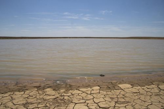 Al krameh dam, land with dry cracked ground