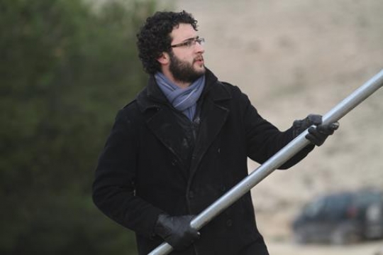 Palestinian demonstrators setting up tent at Bab al-Shams or Gate of the Sun