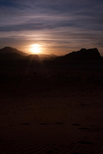sunset above wadi rum desert,jordan