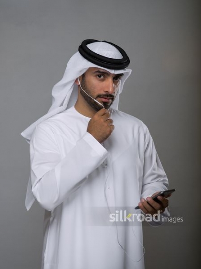 Man speaking through microphone