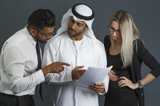 Medium shot of business people talking to each other|