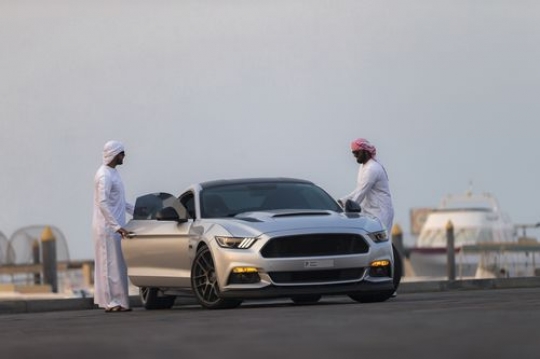 Two Middle eastern men entering the luxury car|-