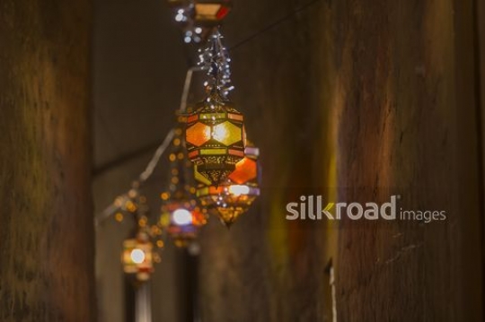 Alleyway decorated by Ramadan Lanterns|-