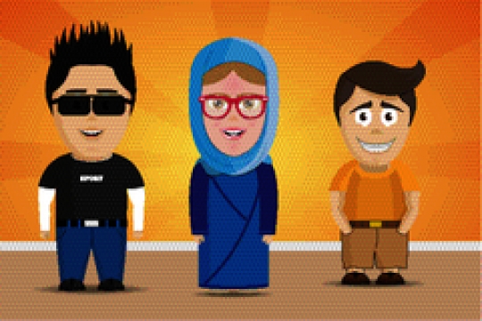 two stylish guy and lady with veil 