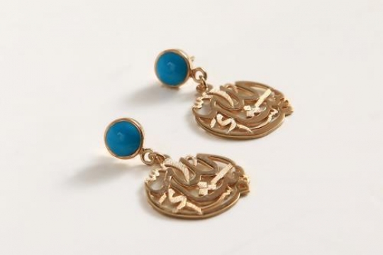 gold earrings with mashallah text
