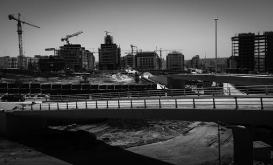 construction site black and white