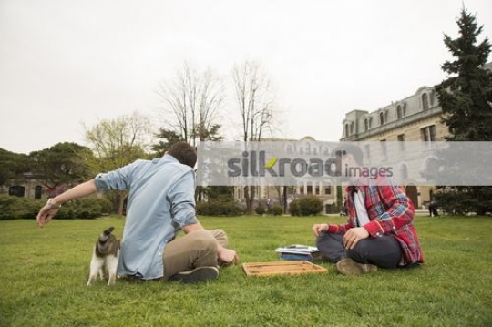University students sitting together bonding|