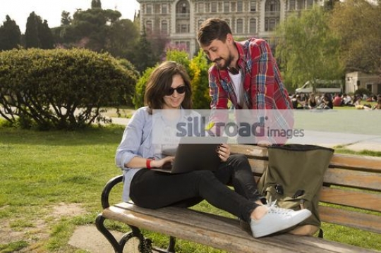 Students studying together|