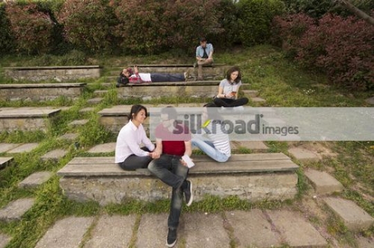 University Students talking to each other|