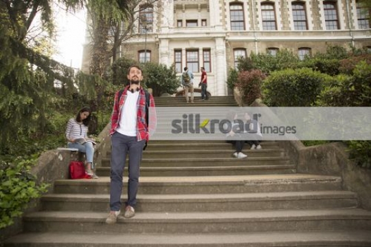 Man walking down the stairs |