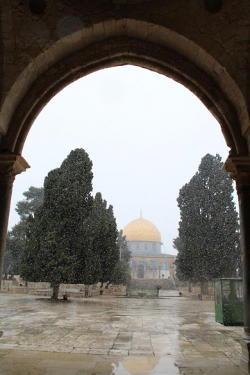 Dome of the Rock Mosque in snow