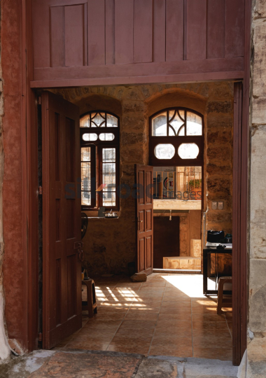 Charming Wooden Doors in Historic Building in Madaba, Jordan